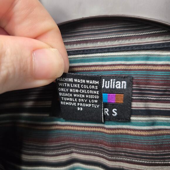 Alexander Julian Colours Striped Button Down Shirt Size Large - Picture 3 of 4